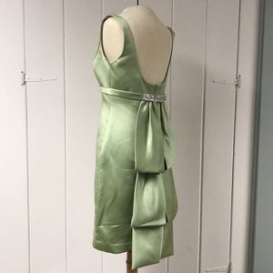 Apple green satin cocktail bridesmaid dress